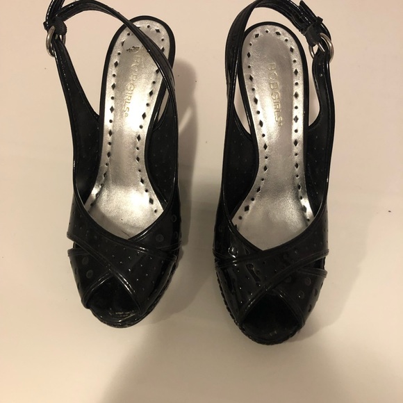 BCBG Black Patent Leather Wedges, size 8 - Picture 5 of 5
